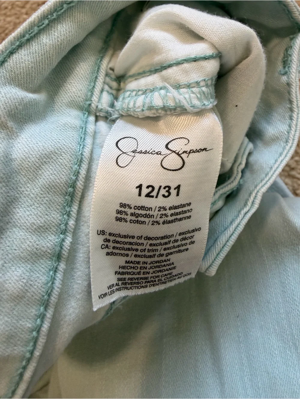 Jessica Simpson Rolled Crop Skinny Women’s Light Mint Green jeans - 12/31 - Picture 3 of 6